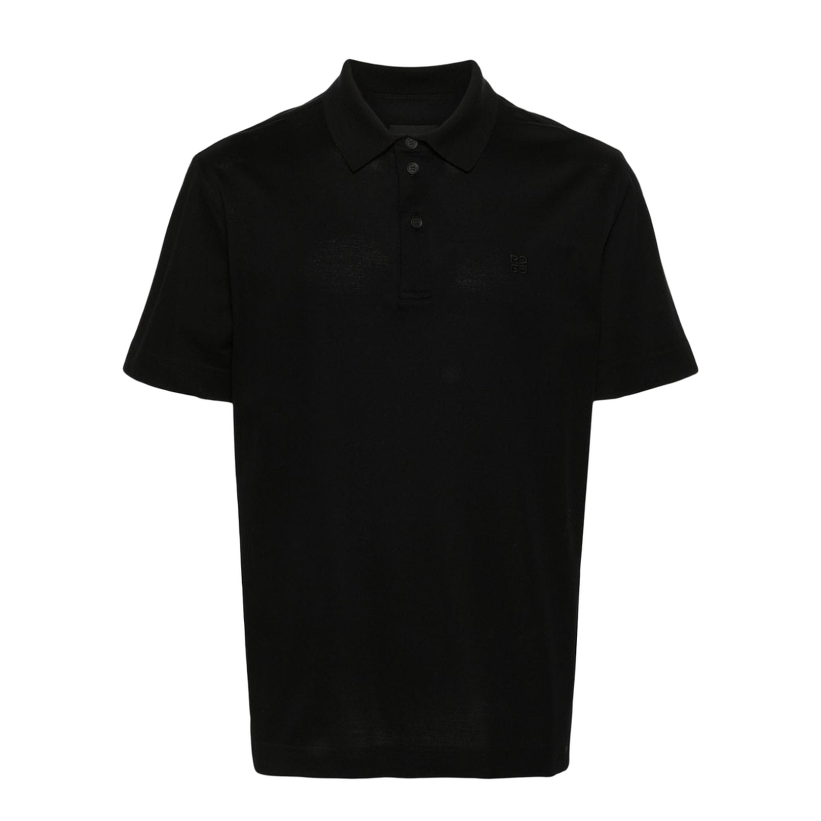 Black Cotton Pique Polo Shirt