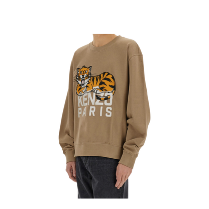 Happy Tiger Embroidered Sweatshirt in Cotton
