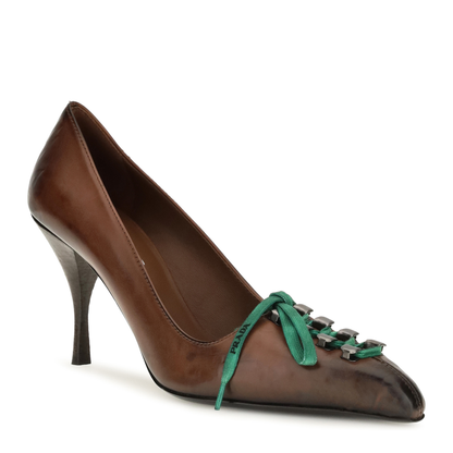 MAYFEYR - Prada - Leather Lace-Up Pumps - 1I612OFA085V69