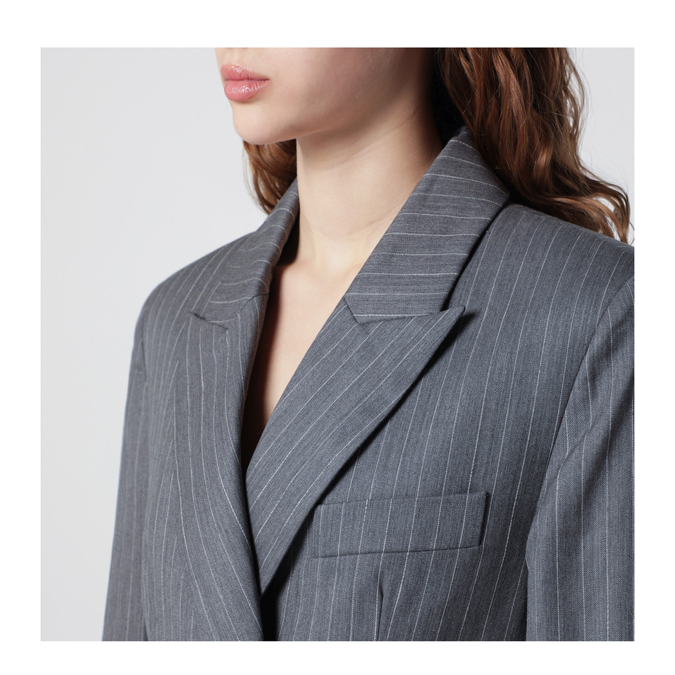 MAYFEYR - Anine Bing - Tiphaine Blazer In Light Grey Pinstripe - A-01-12173WOSTR17