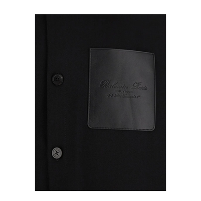 Relaxed Fit Virgin Wool Stretch Overshirt Black