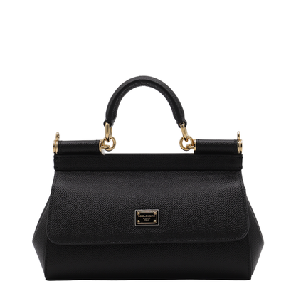 Sicily Small Calf Leather Top-Handle Bag - Nero