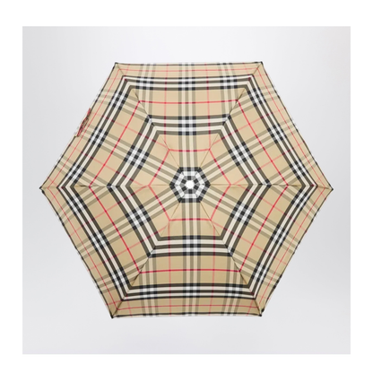 MAYFEYR - Burberry - Foldable Check Umbrella In Polyester Sand - 8122036173003B9368