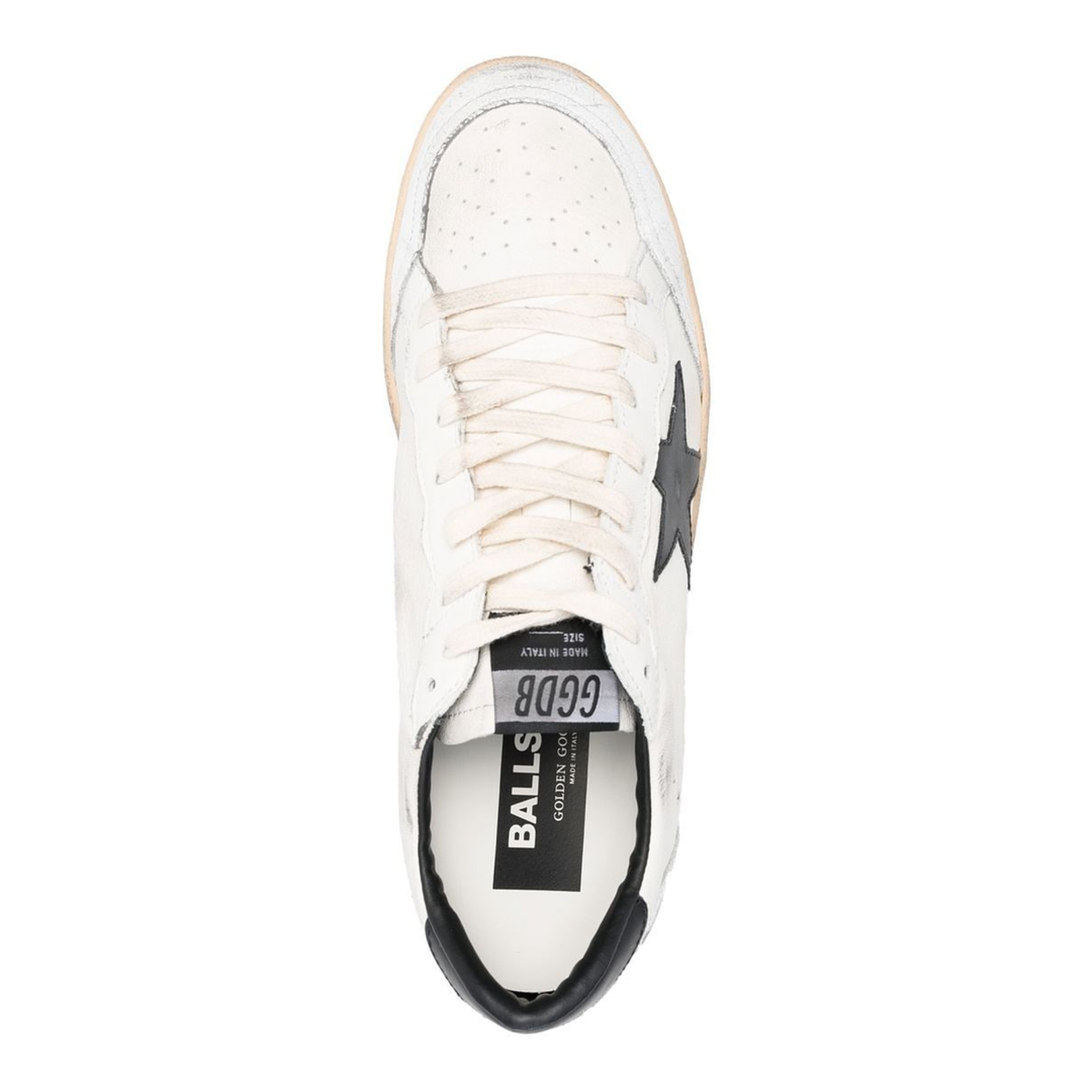Ball Star in white nappa with black star
