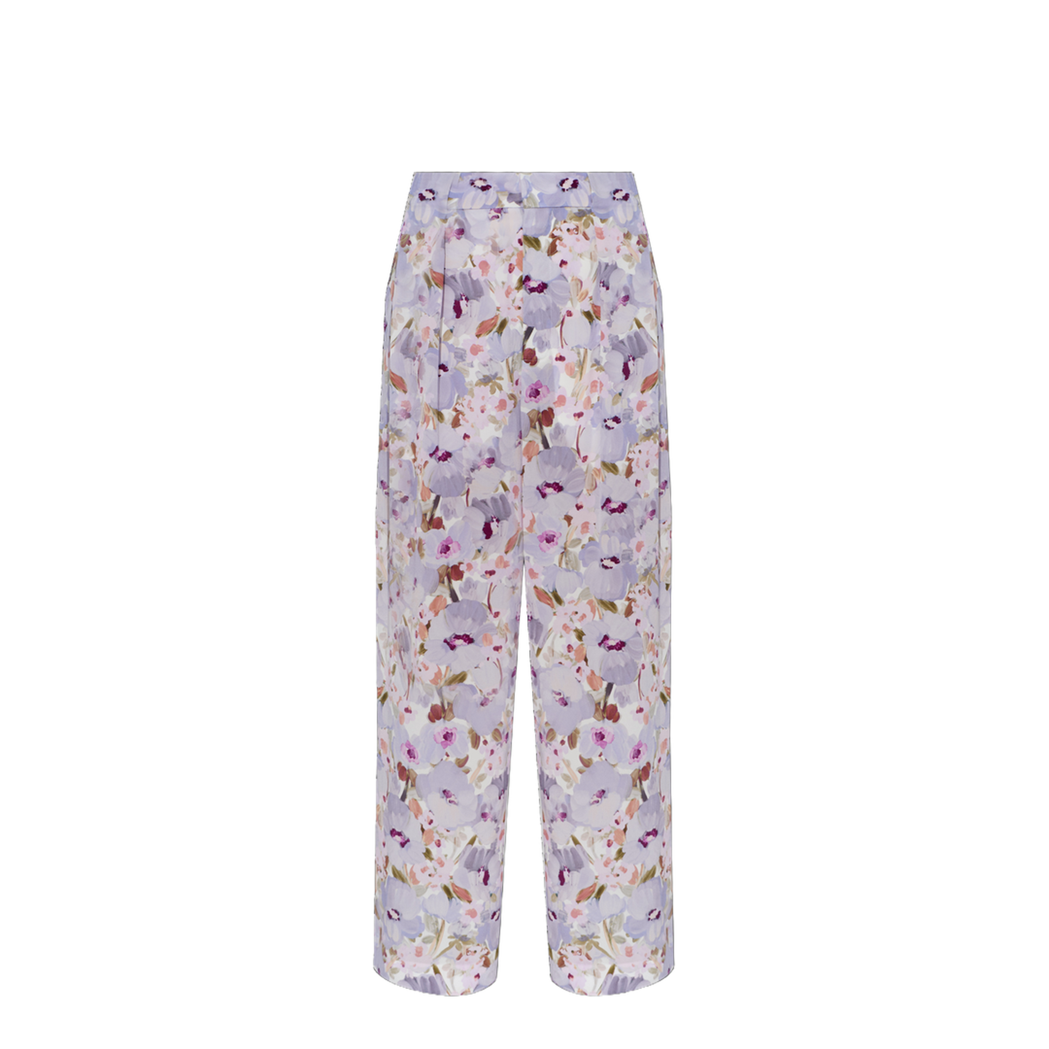 Silk Trousers with a Floral Motif