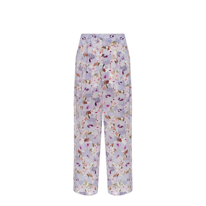 Silk Trousers with a Floral Motif