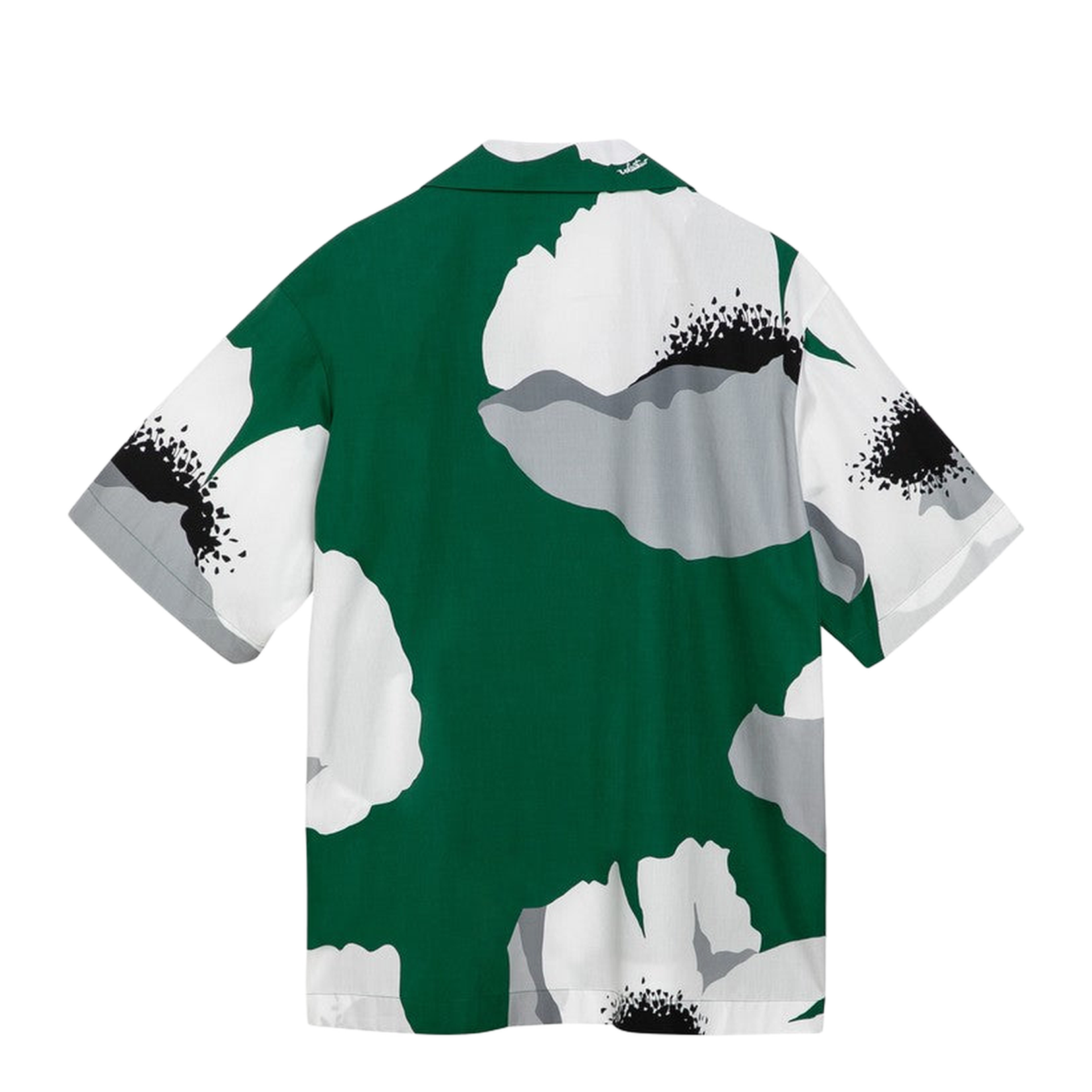 Emerald Green/Grey Cotton Flower Portrait Shirt