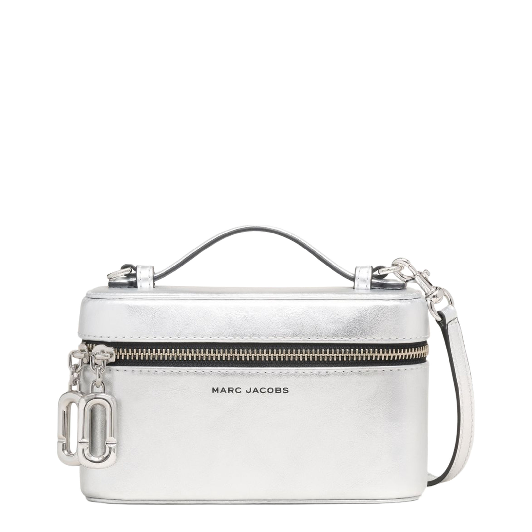Scene Smooth Metallic Leather Vanity Bag - Silver