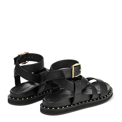 MAYFEYR - Jimmy Choo - Blaise Flat Smooth Leather - BLAISEFLATCIEBLACKGOLD