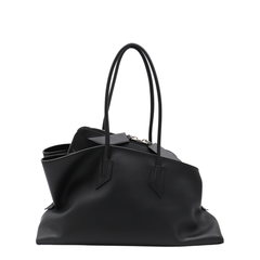 La Passeggiata Medium Calf Leather Top Handle Bag - Black