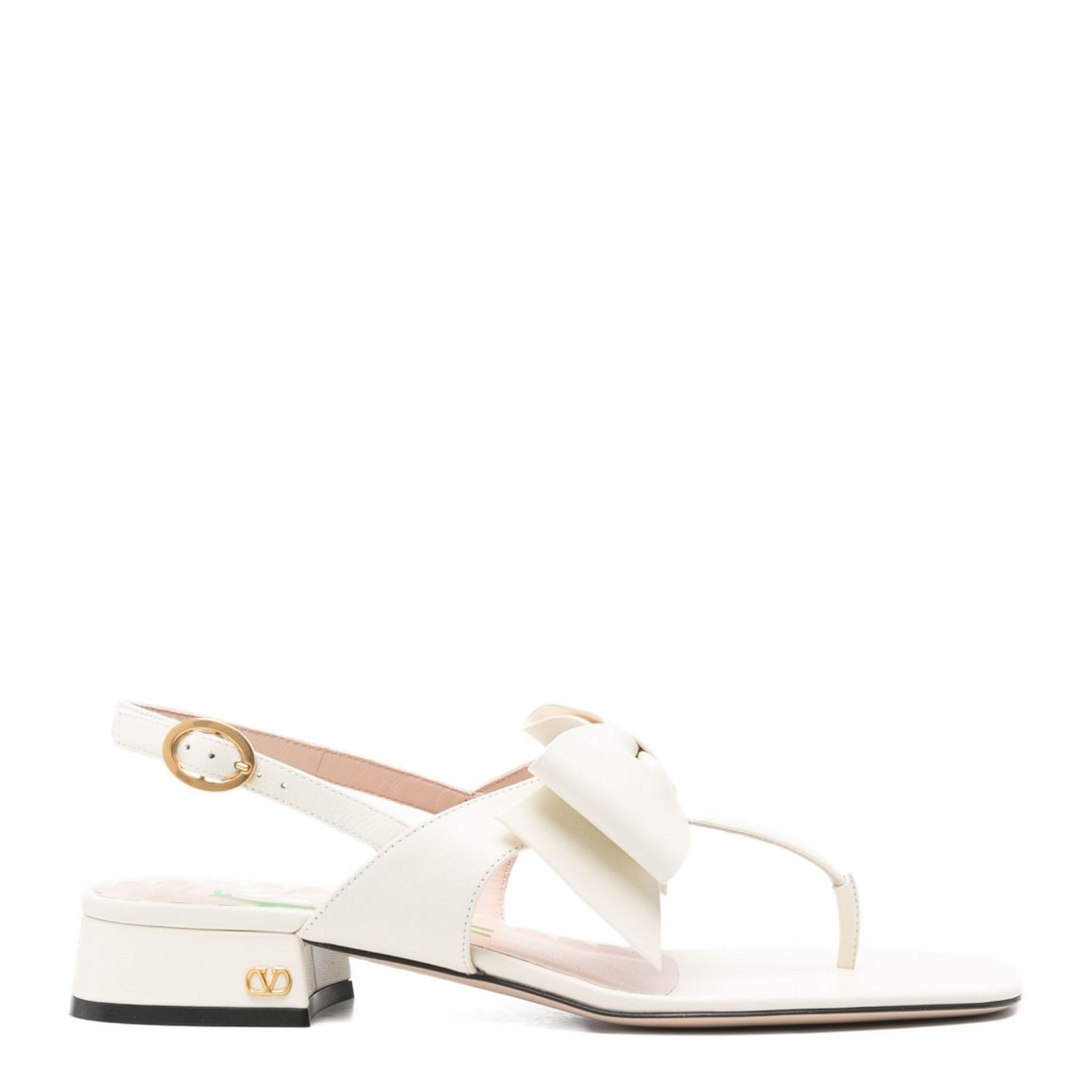 Bow Leather Thong Sandals