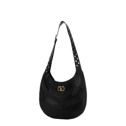 Chevron-Patterned Nappa Leather Shoulder Bag