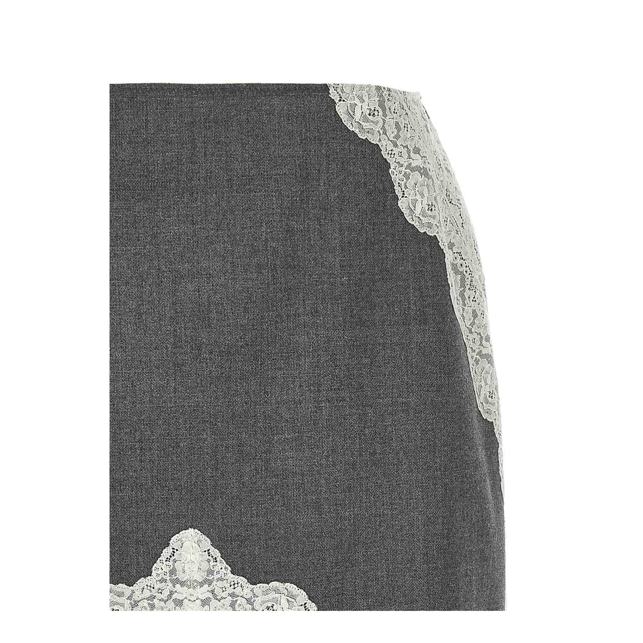 Organza Lace Wool Skirt - Grey