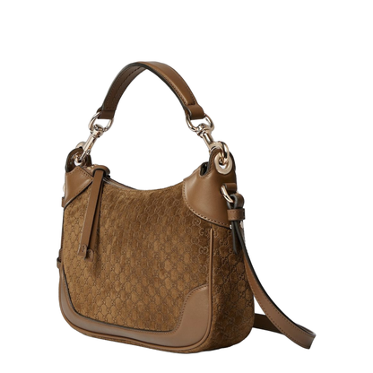 B Small Micro GG Suede Shoulder Bag - Brown