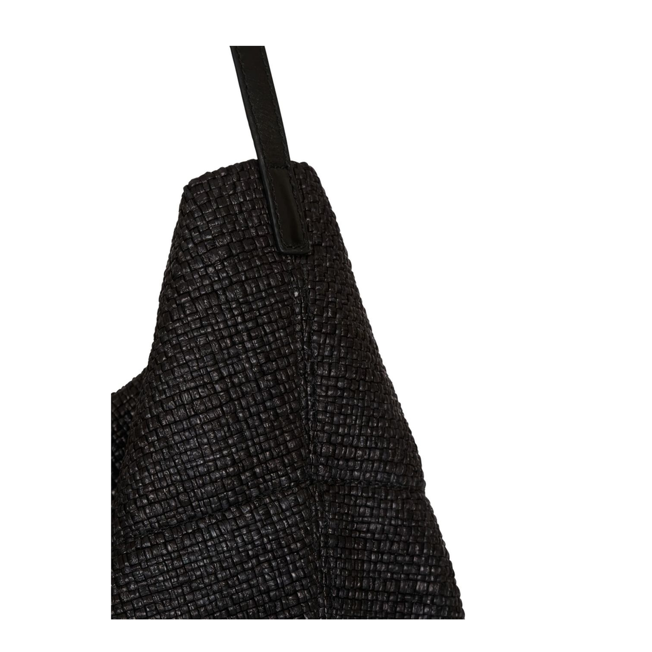 Track Medium Raffia Tote Bag - Black