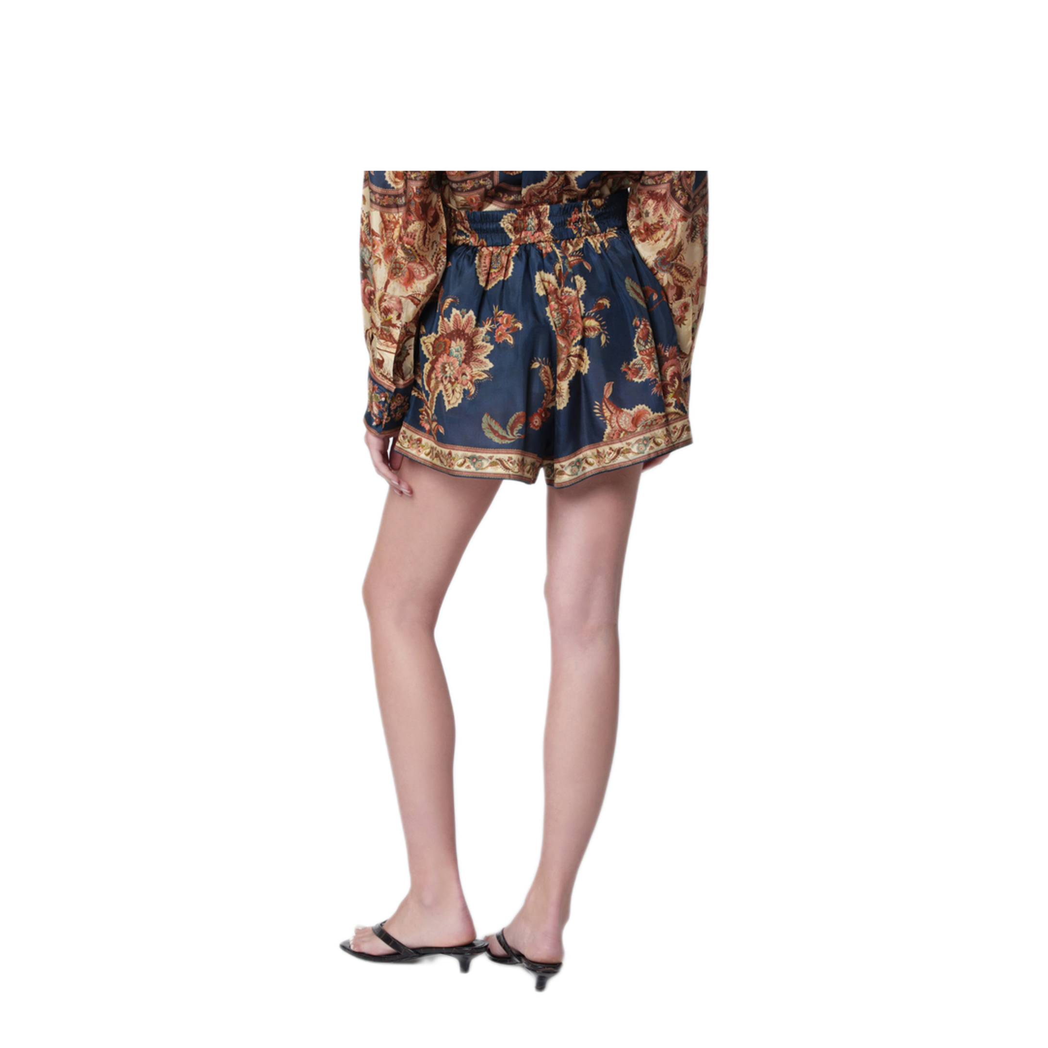 MAYFEYR - Zimmermann - Aster Relaxed-Fit Silk Shorts In Navy Jacobean - 3497ASS261SINJ