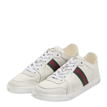 Stretch Low-Top Trainer in White Leather