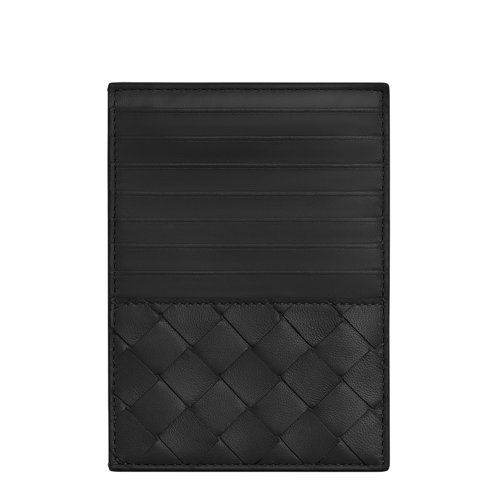 Intrecciato Leather Card Holder - Black