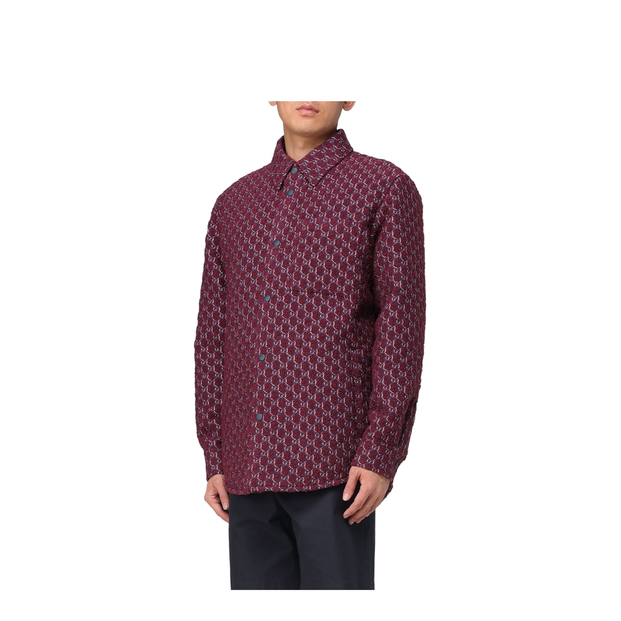 Burgundy Bouclé Padded Shirt