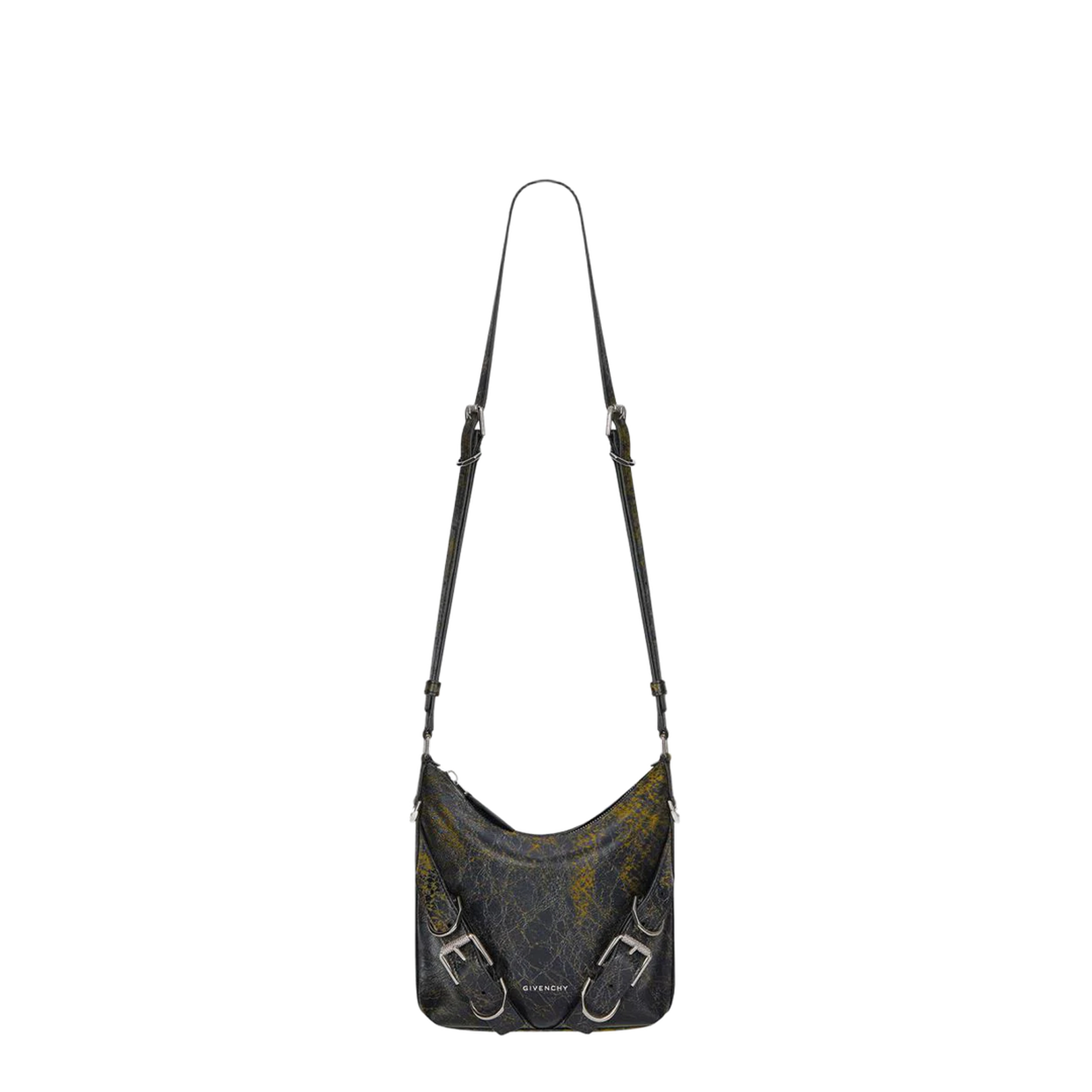 Small Voyou Crossbody Bag in Crackled Leather