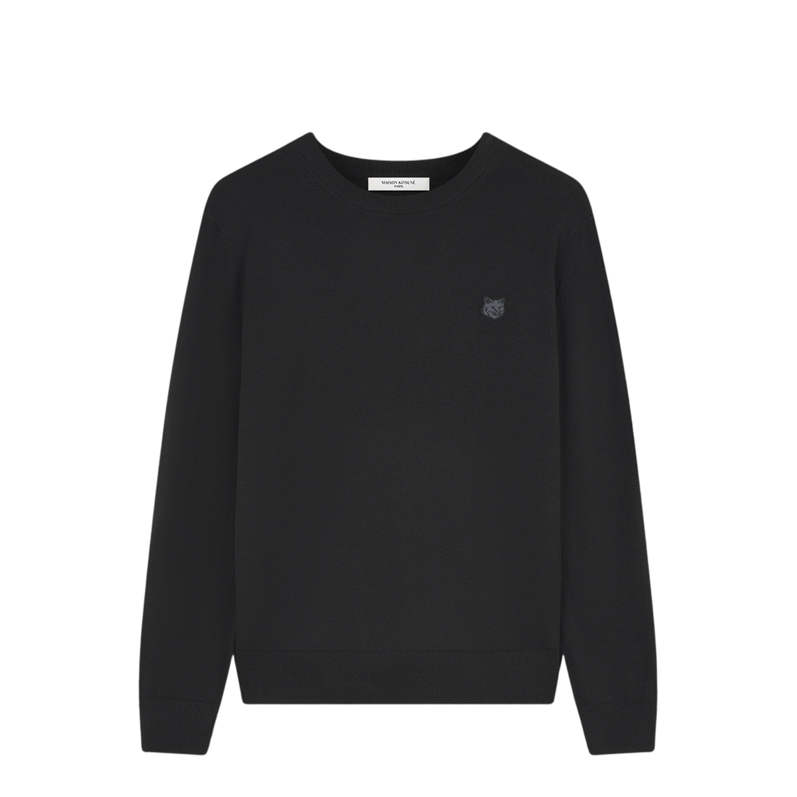 Black Crewneck Sweatshirt with Logo Application