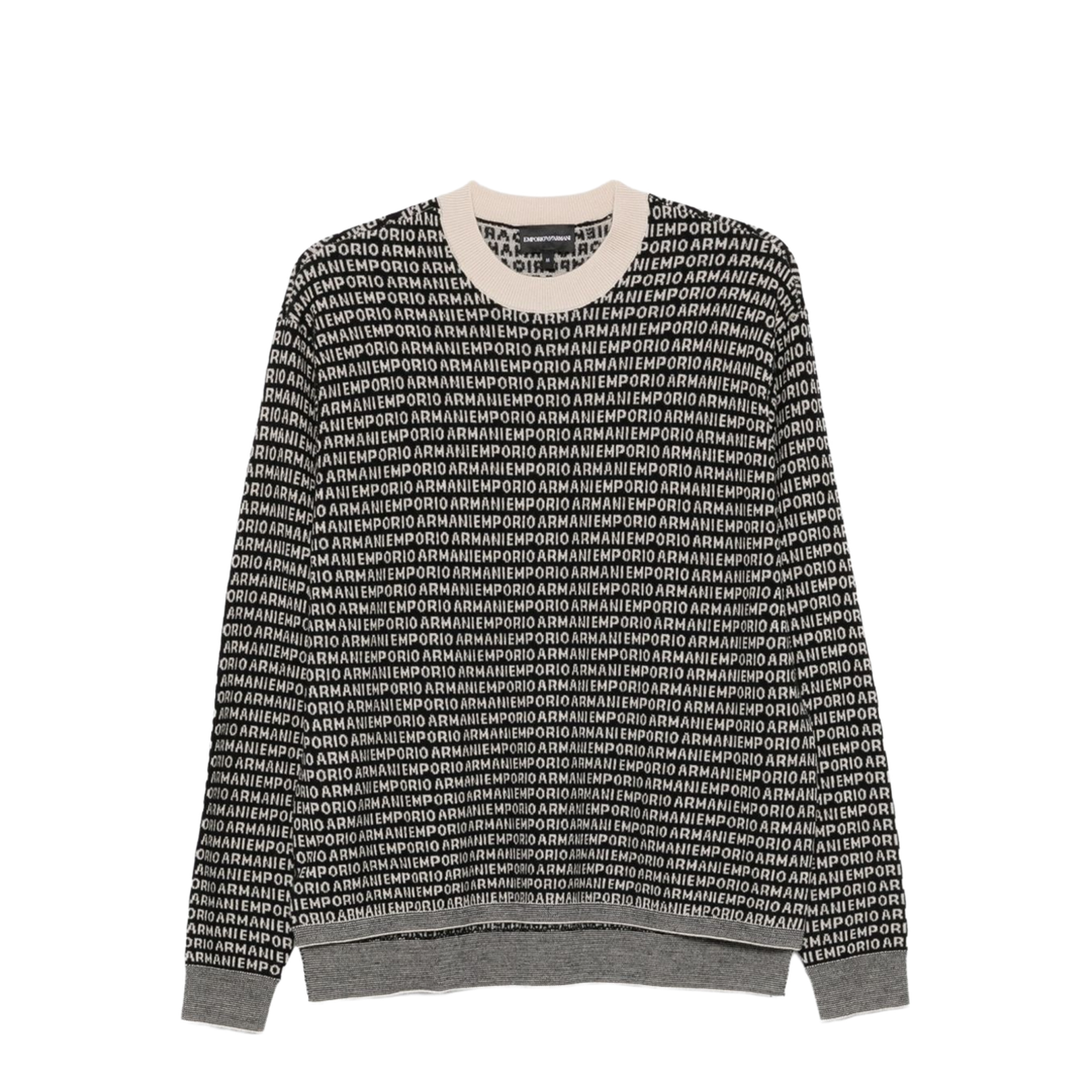 Virgin-wool jumper with all-over jacquard signature logo
