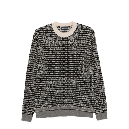 Virgin-wool jumper with all-over jacquard signature logo