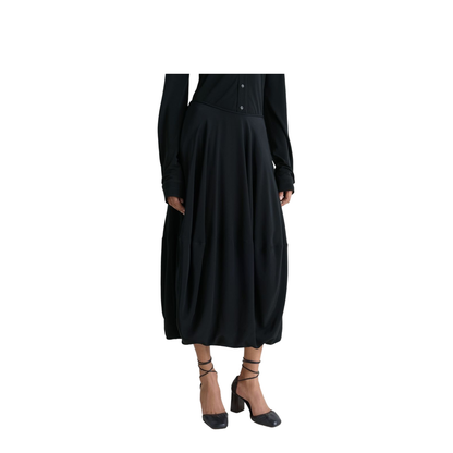 Balloon Skirt Silk Crepe de Chine Black