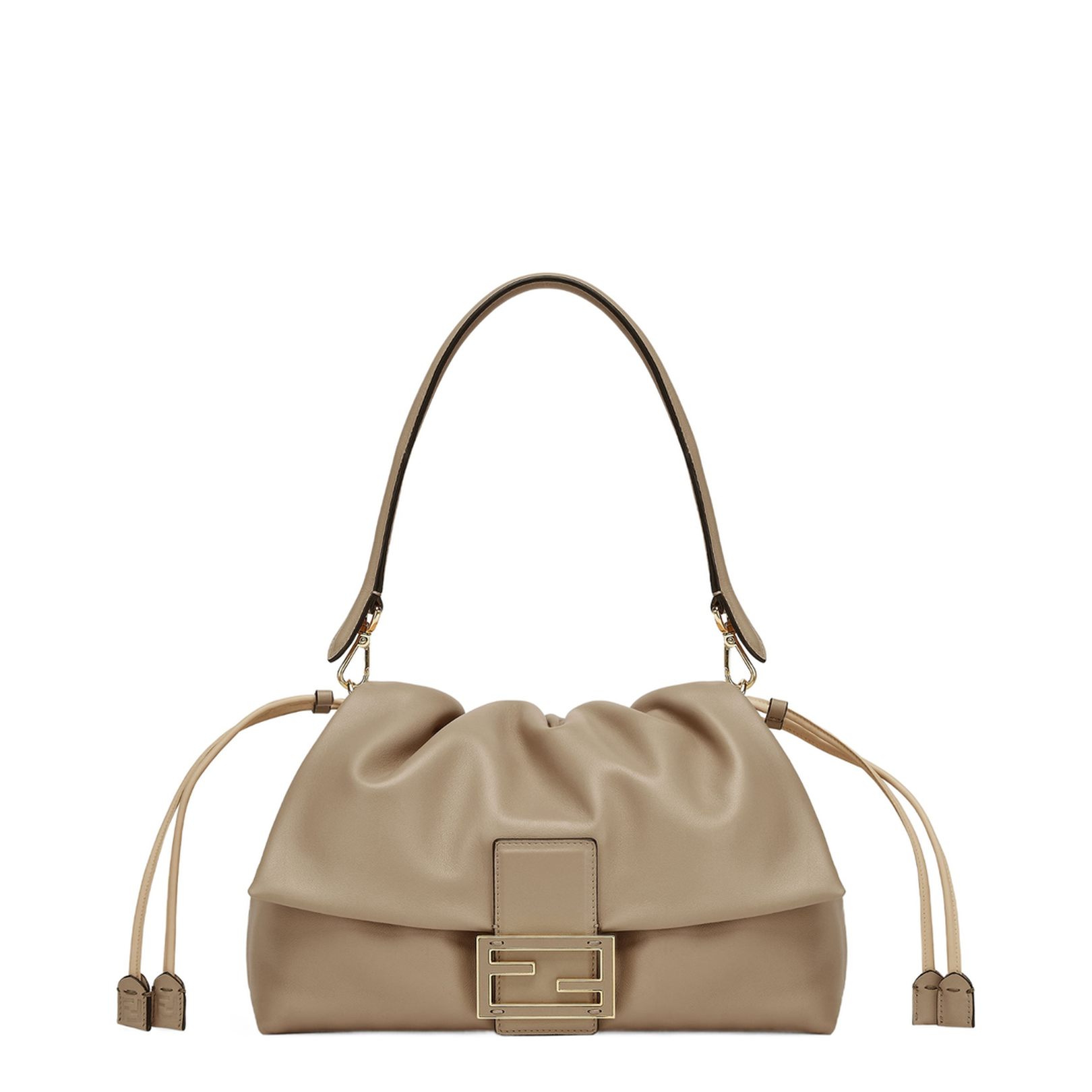 Baguette Large Leather Top Handle Bags - Beige