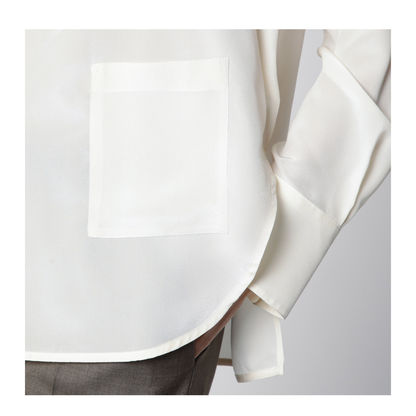 MAYFEYR - Victoria Beckham - Ivory Silk V-Neck Blouse - 1326WSH007339BSIIV