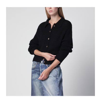 MAYFEYR - Our Legacy - Black Alpaca Blend Polo Cardigan - W4233MBOWOBLK