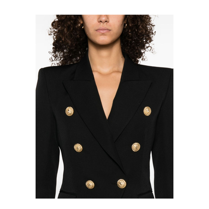 Black Virgin Wool 6-Button Jacket