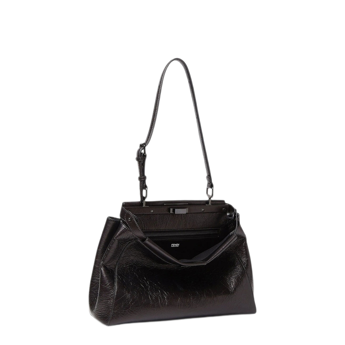My Peekaboo Medium Crackled Leather Shoulder Bags - Black