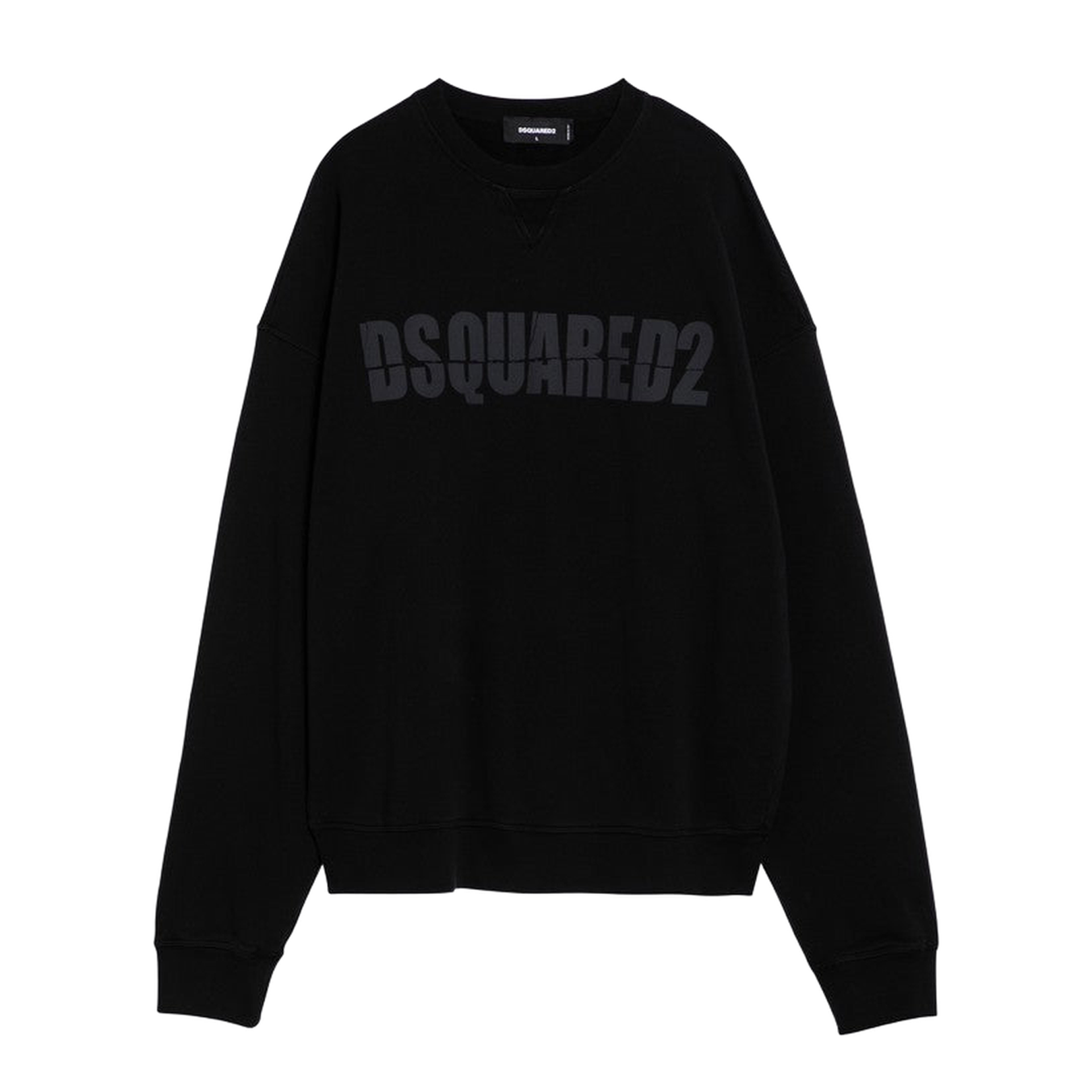 Black Cotton Crew-Neck Sweatshirt