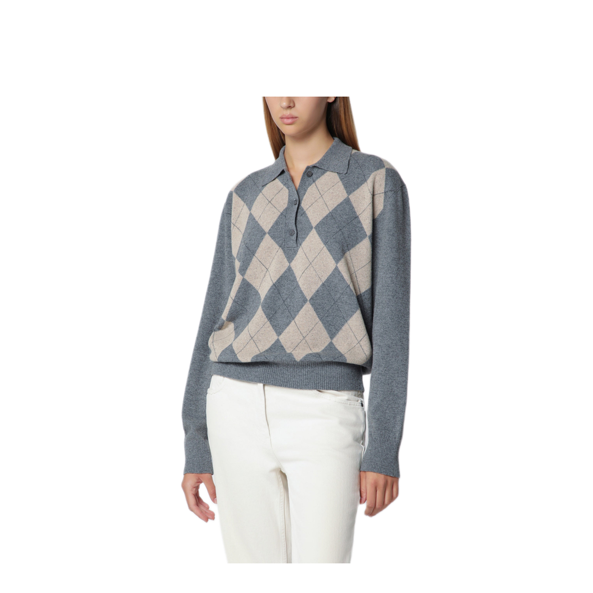MAYFEYR - Róhe - Grey Polo With Beige Argyle Pattern - 420-23-421WO072