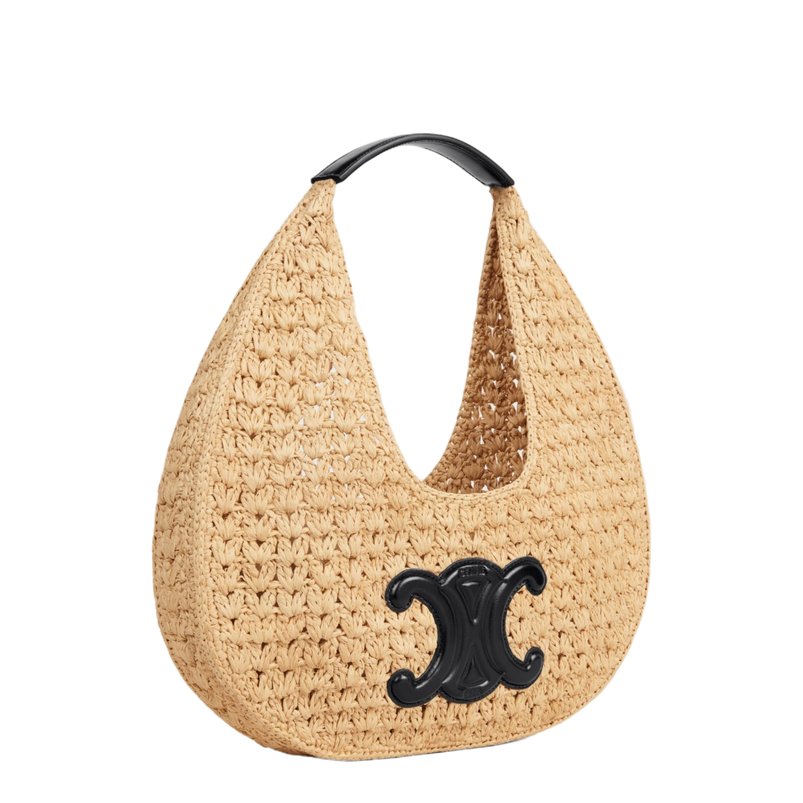 Classic Panier Hobo Bag in Raffia and Calfskin