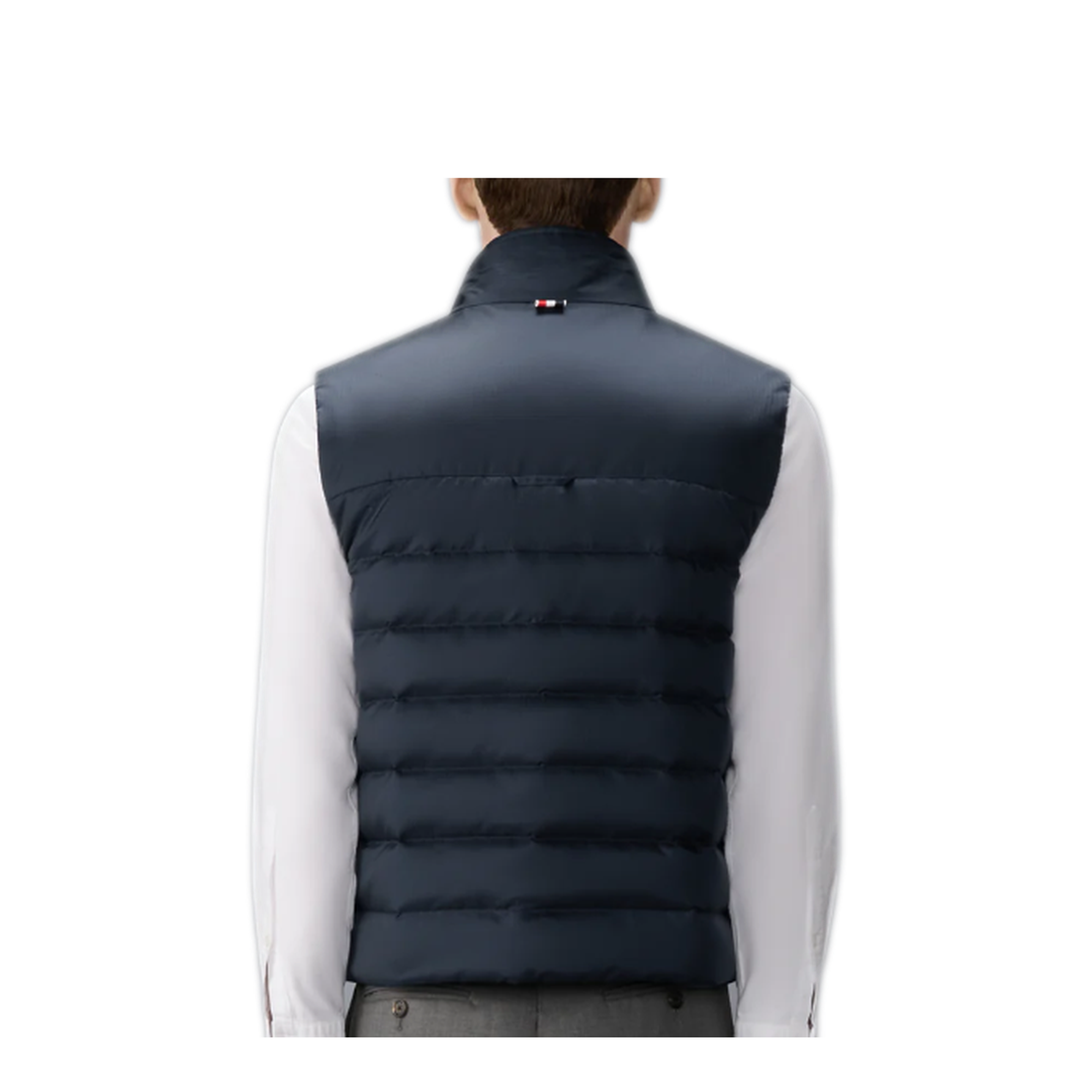 MAYFEYR - Thom Browne - Lightweight Downfill 4 Bar Vest In Shiny Ripstop - MVD036XF1095415