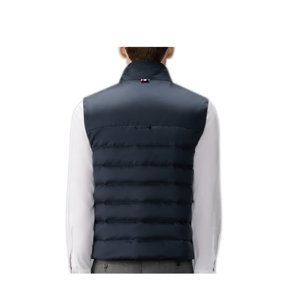 MAYFEYR - Thom Browne - Lightweight Downfill 4 Bar Vest In Shiny Ripstop - MVD036XF1095415