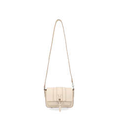 Trend Medium Hammered Leather Flap Bag - Light Beige