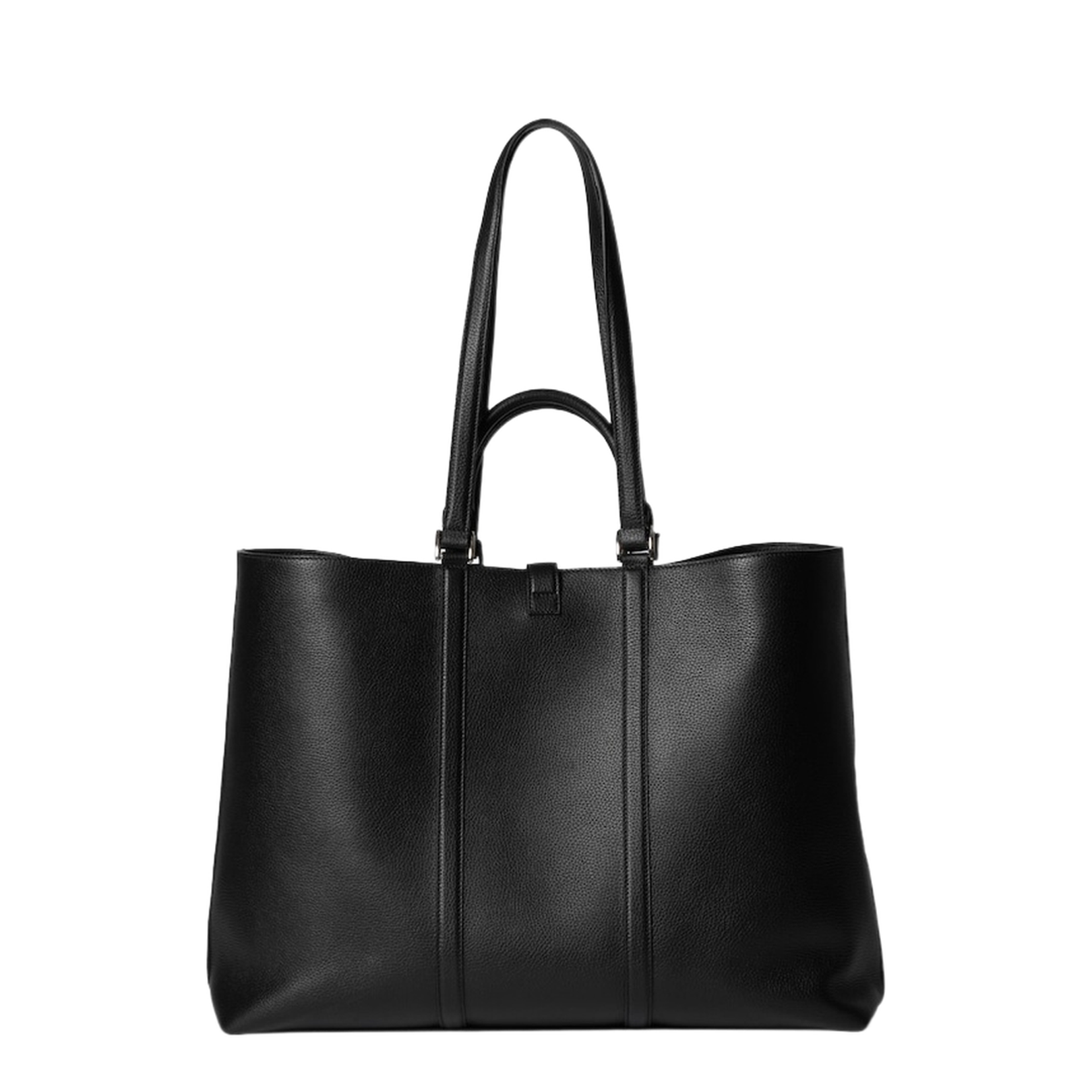 Large Tote Bag with Web in Black Leather