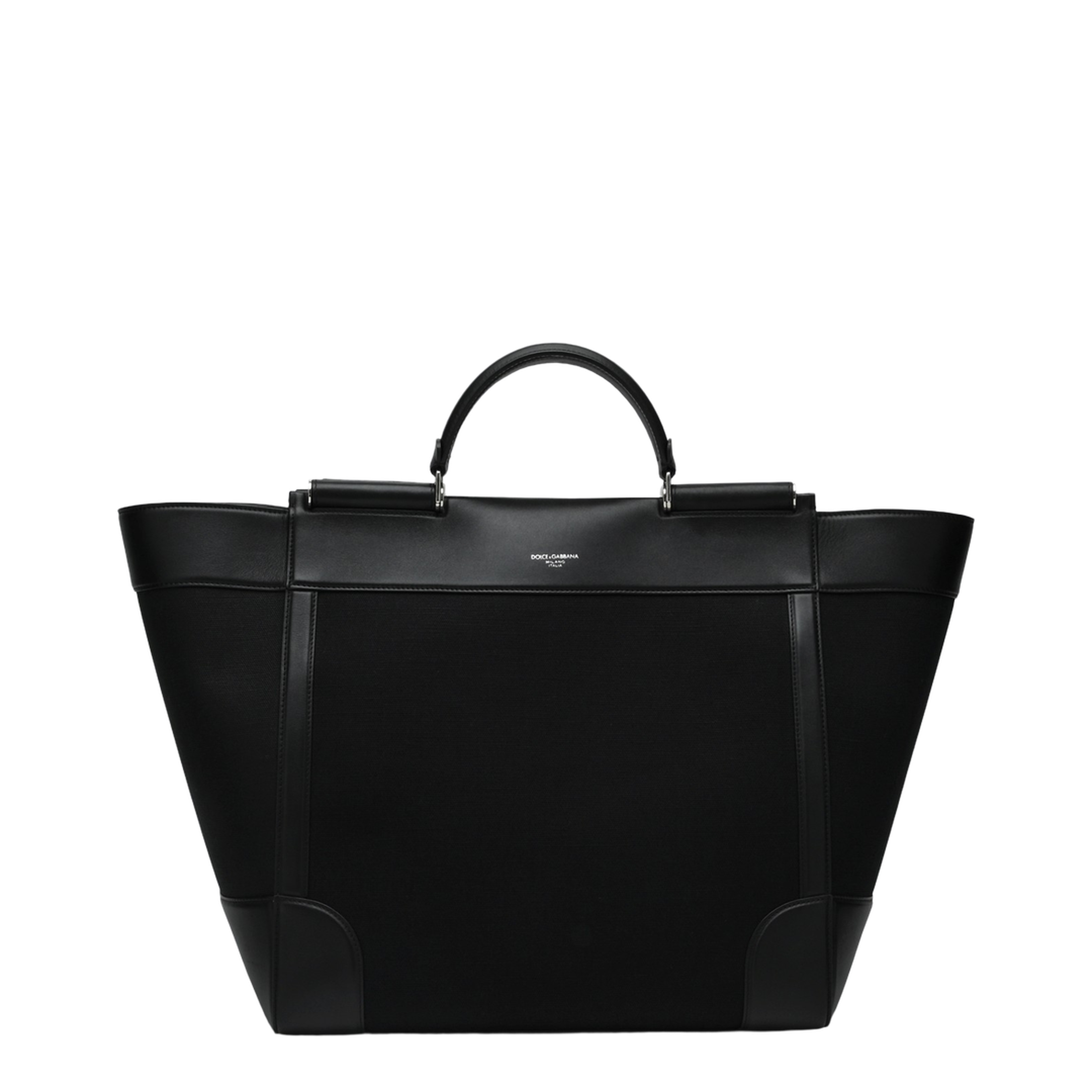 Calfskin and Panama Bag in Black