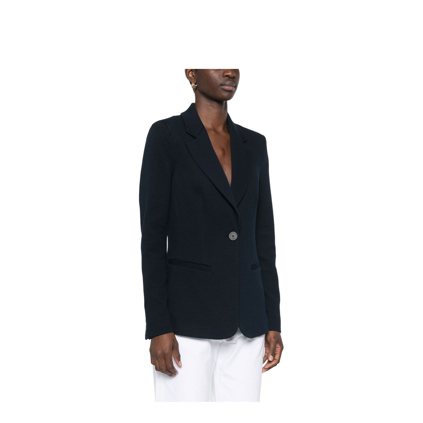 Icon Single-Breasted Jacket in Embossed Jacquard Knit