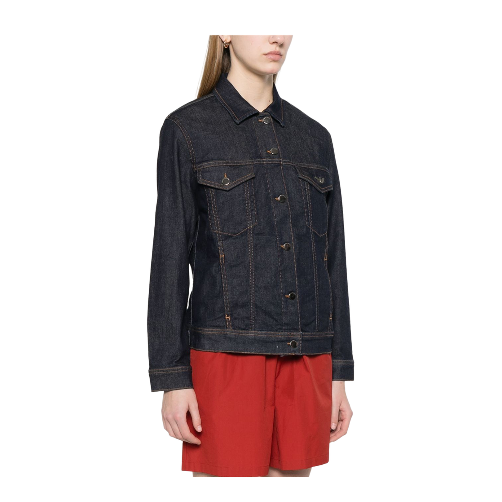Indigo Blue Front Button Jacket