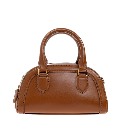 Birdee Boston Mini Calf Leather Bag - Dark Tan