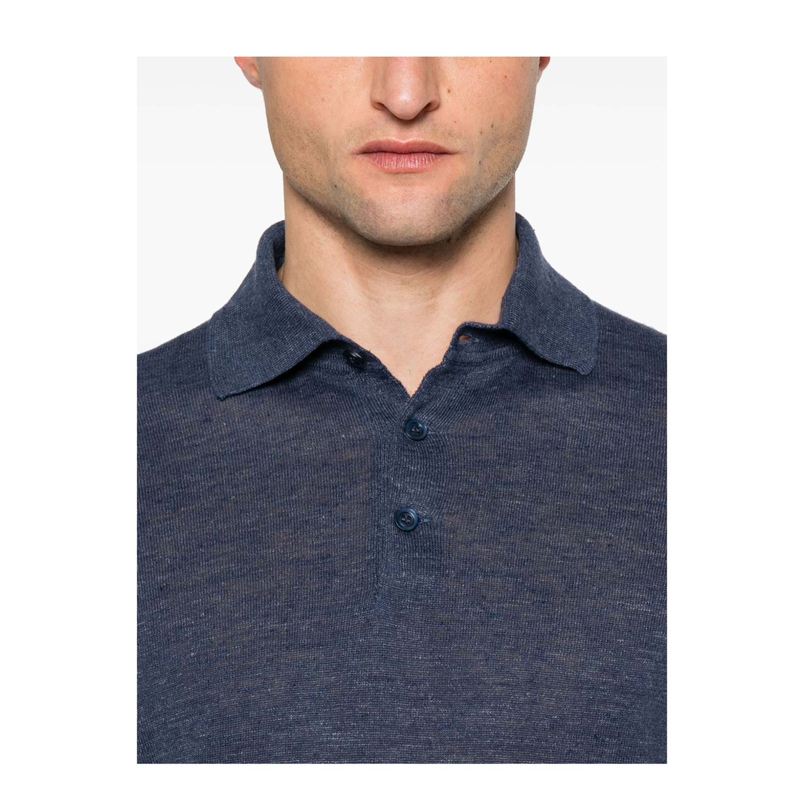 Linen and Cotton Knit Polo Shirt