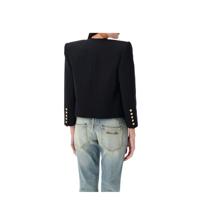 Cropped Grain de Poudre Edge-to-Edge Jacket with 6 Buttons