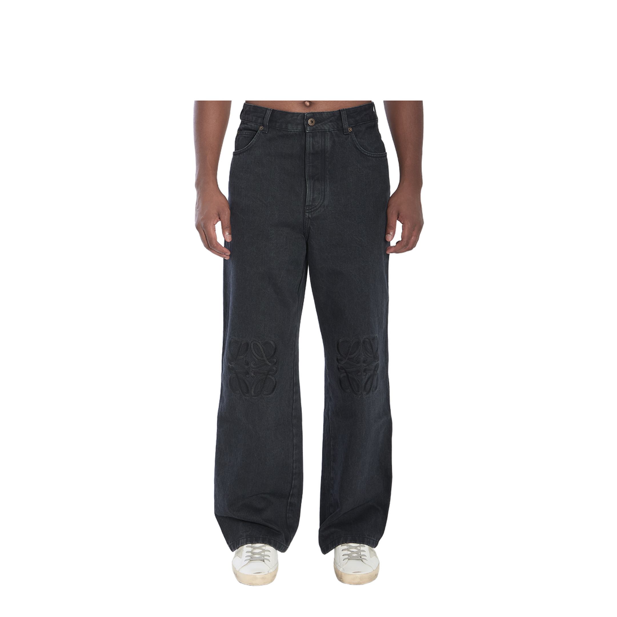 Anagram Baggy Jeans in Denim Black
