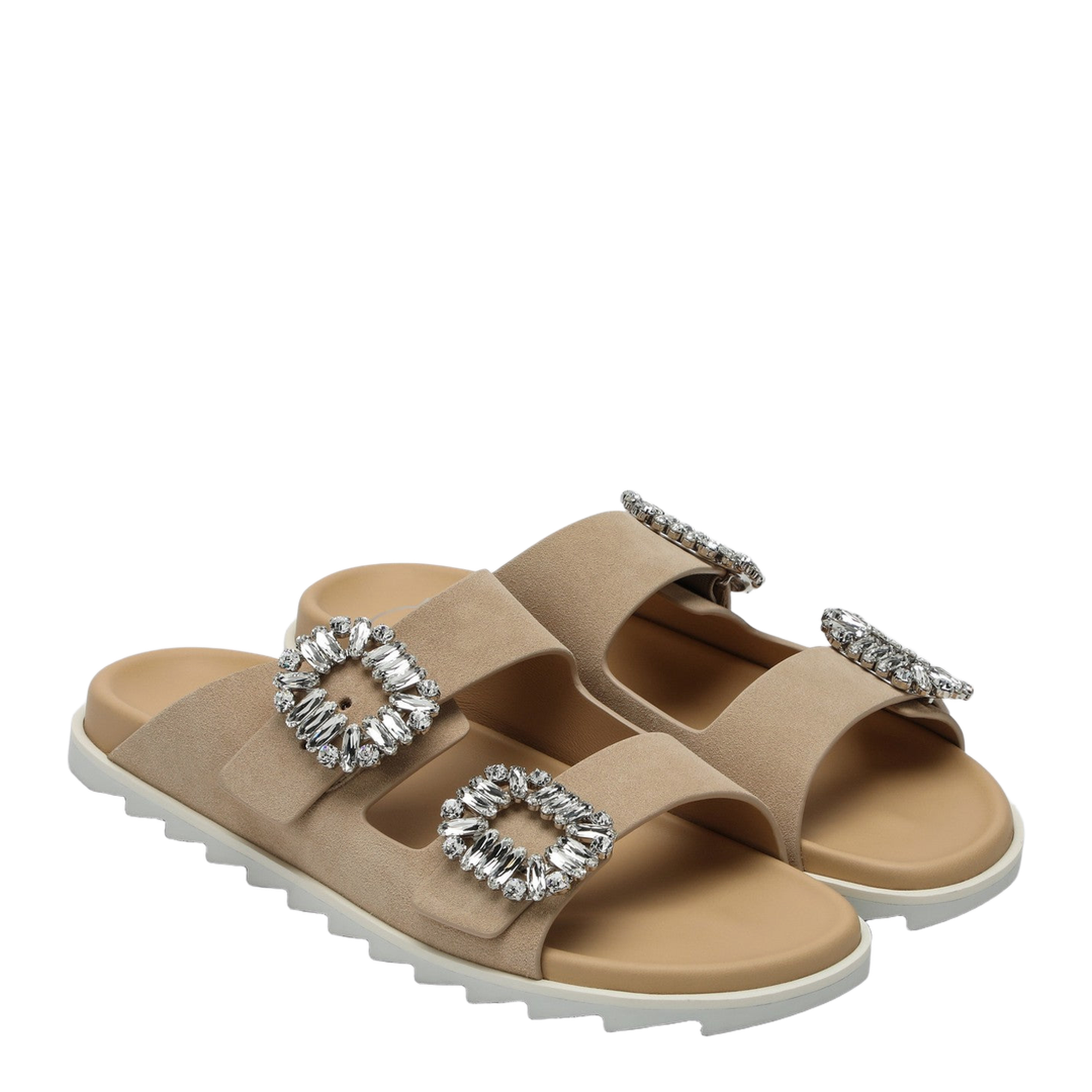 Beige Suede Slidy Mule