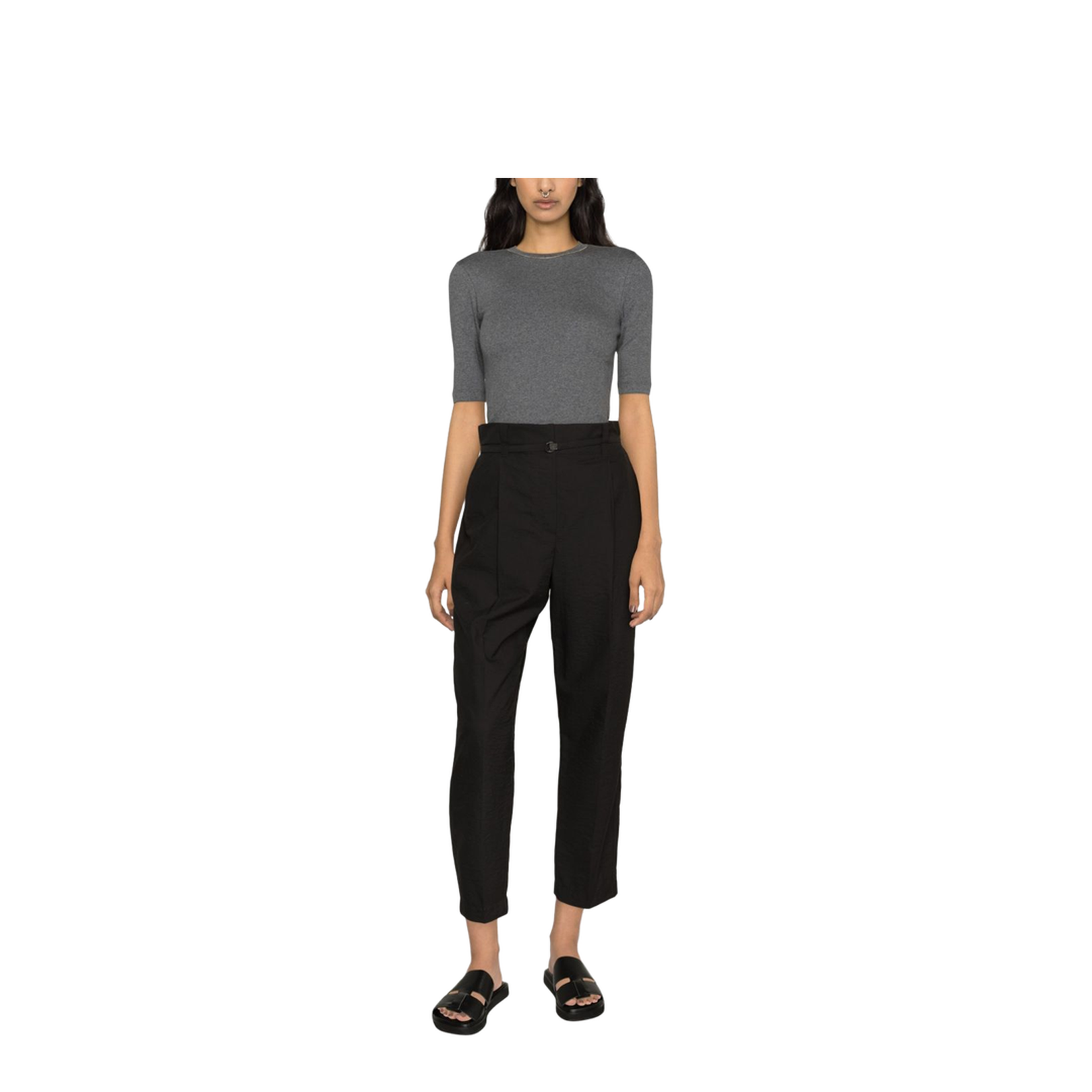 Charcoal Grey Stretch-Cotton T-shirt