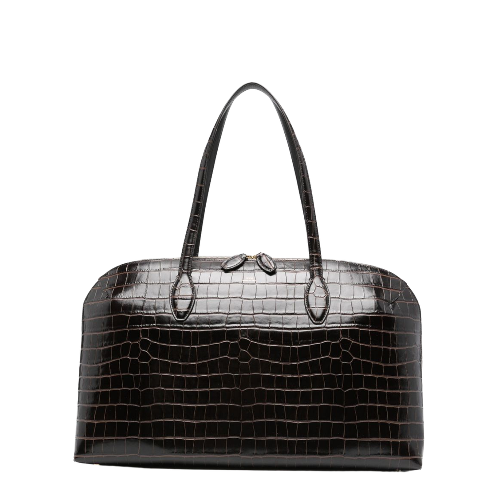 Coffee Brown Croco-Embossed Leather Bag